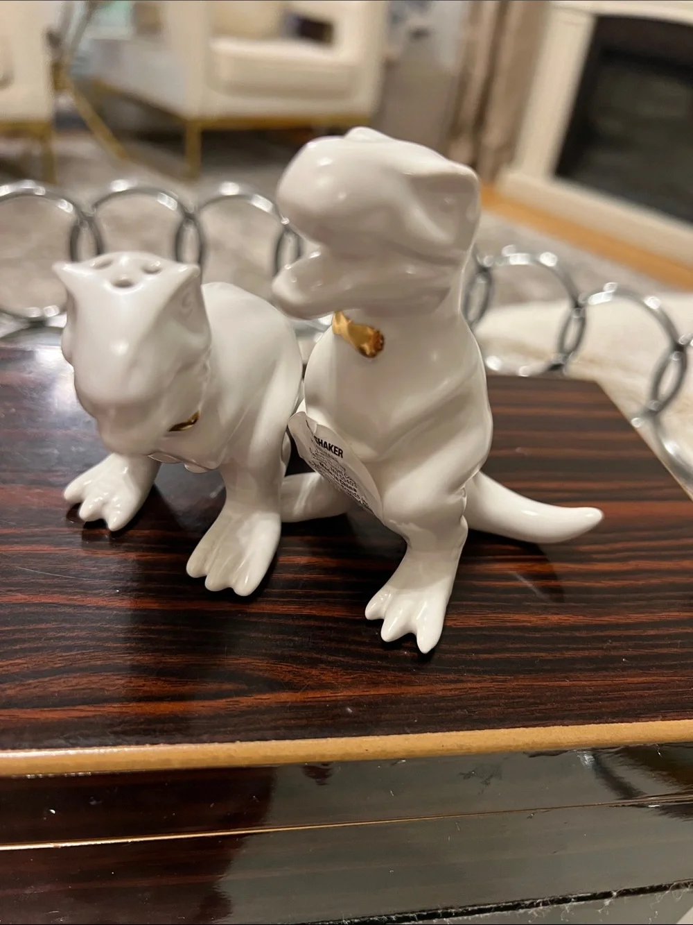 White Ceramic Dinosaur Salt and Pepper Shaker Set - Home Accents